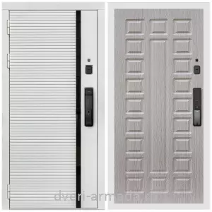 Входные двери МДФ с двух сторон, Умная входная смарт-дверь Армада Каскад WHITE МДФ 10 мм Kaadas K9 / МДФ 16 мм ФЛ-183 Сандал белый