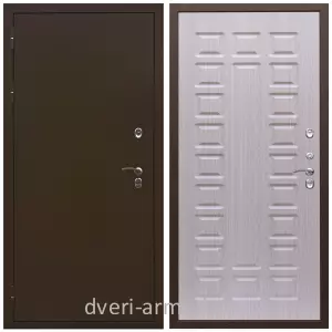 Толстые входные двери, Дверь недорогая входная в дом с утеплением Армада Термо Молоток коричневый/ МДФ 16 мм ФЛ-183 Дуб белёный в коридор