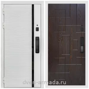 Входные двери МДФ с двух сторон, Умная входная смарт-дверь Армада Каскад WHITE МДФ 10 мм Kaadas K9 / МДФ 16 мм ФЛ-57 Дуб шоколад