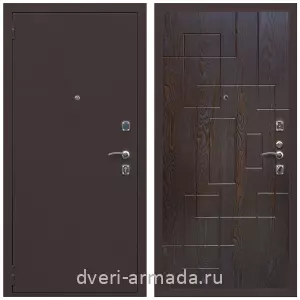 Левые входные двери, Дверь входная Армада Комфорт Антик медь / МДФ 16 мм ФЛ-57 Дуб шоколад