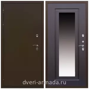 С зеркалом, Дверь входная уличная в дом Армада Термо Молоток коричневый/ МДФ 16 мм ФЛЗ-120 Венге