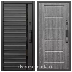 Входные двери МДФ с двух сторон, Умная входная смарт-дверь Армада Каскад BLACK МДФ 10 мм Kaadas K9 / ФЛ-39 Дуб Филадельфия графит