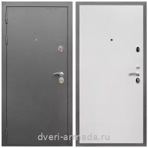 МДФ гладкая, Дверь входная Армада Оптима Антик серебро / МДФ 10 мм Гладкая Белый матовый