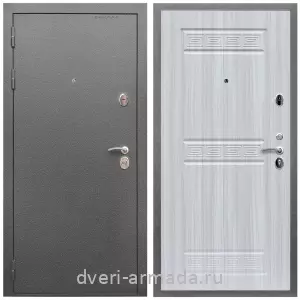 МДФ гладкая, Дверь входная Армада Оптима Антик серебро / МДФ 10 мм ФЛ-242 Сандал белый