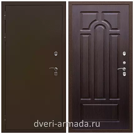 Дверь входная железная уличная для загородного дома Армада Термо Молоток коричневый/ МДФ 16 мм ФЛ-58 Венге с панелями МДФ